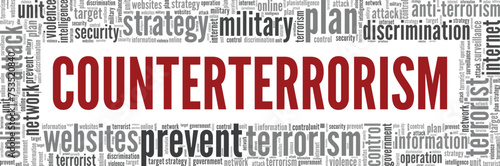 Counterterrorism word cloud conceptual design isolated on white background.