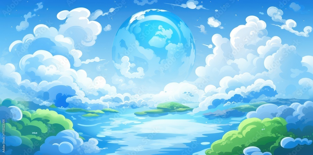 Whimsical River Flowing Through Floating Cloud Islands - A Serene Fantasy Generative AI Whimsical River Flowing Through Floating Cloud Islands - A Serene Fantasy Generative AI