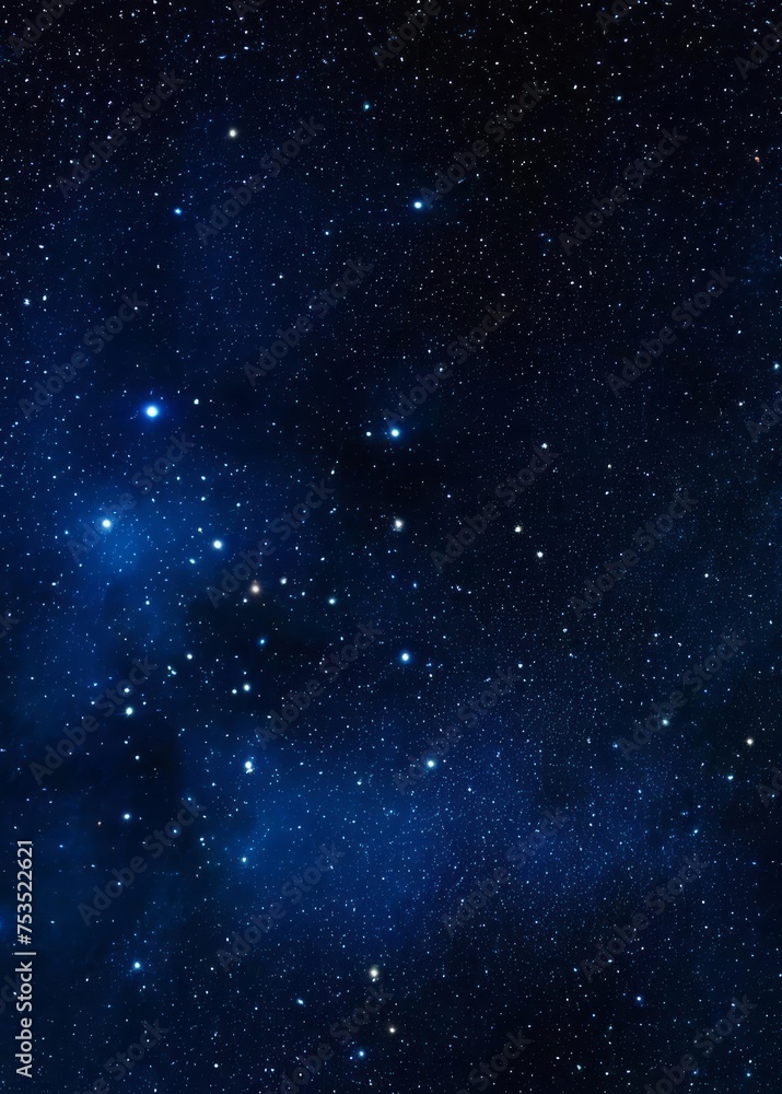 Deep blue night sky universe with stars, nebula and galaxy