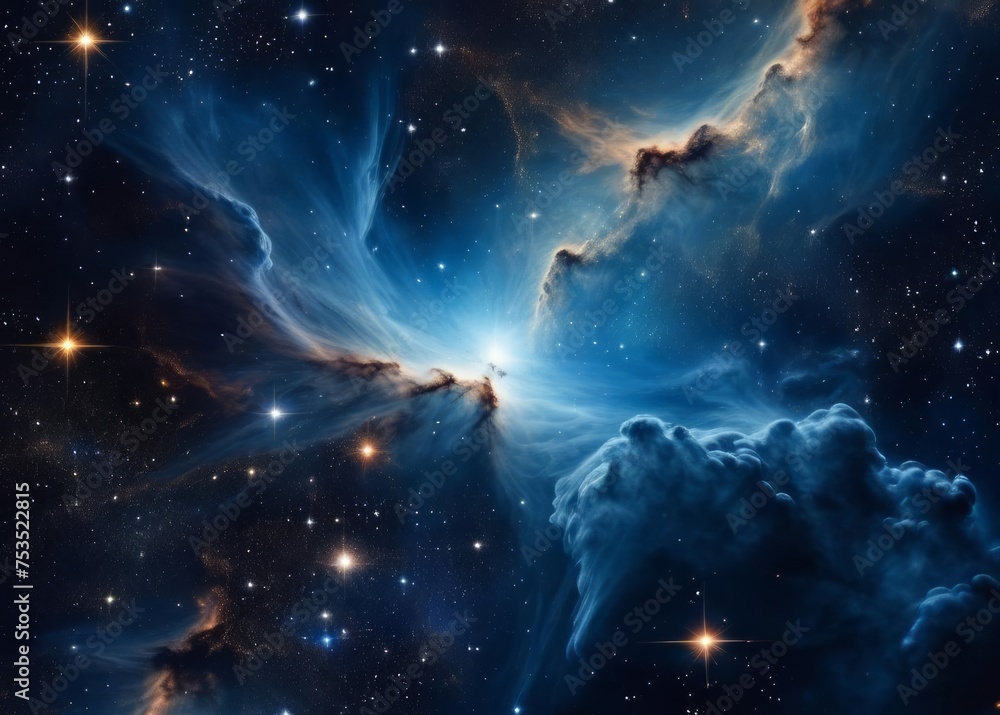 Obraz premium Deep blue night sky universe with stars, nebula and galaxy