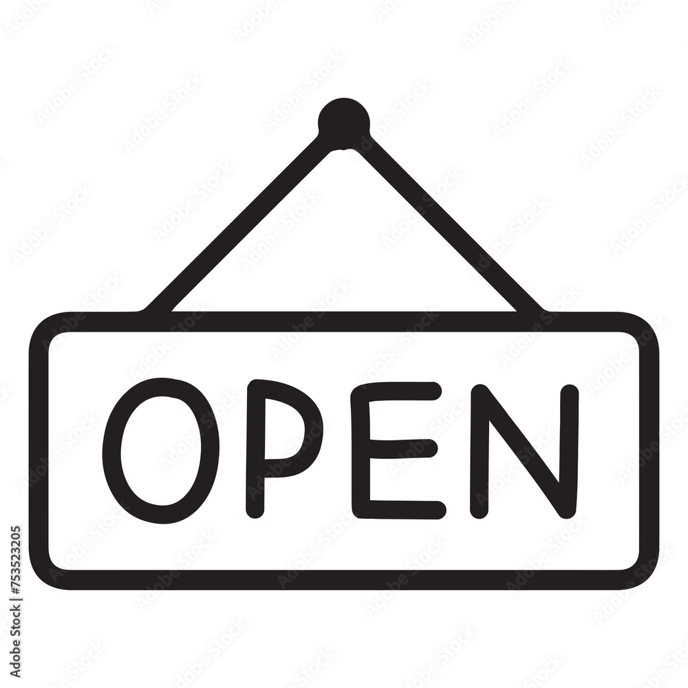 Open shop sign icon, black outline Open shop sign icon, black outline