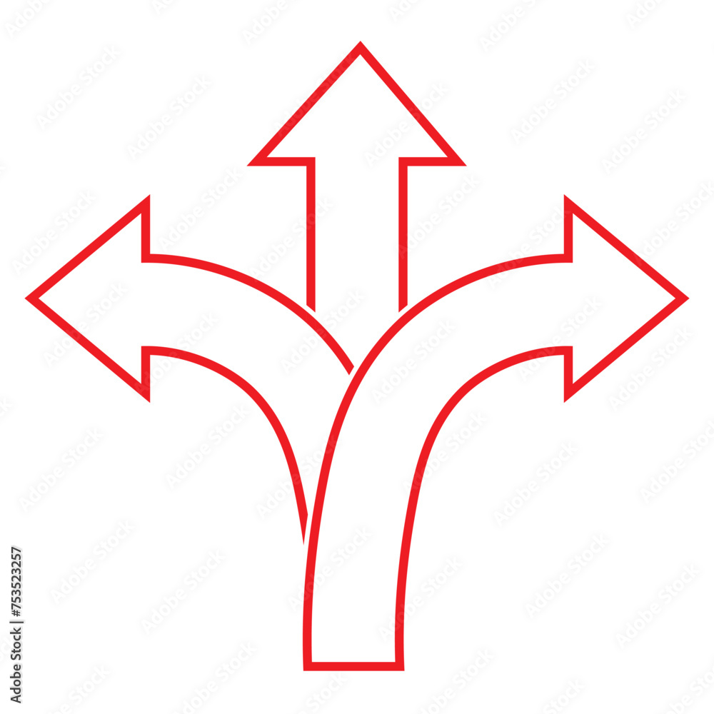 three-way direction arrow icon. road direction icon Vector illustration three-way direction arrow icon. road direction icon Vector illustration