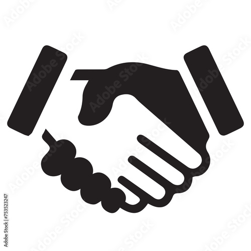 Business handshake icon, black outline style.