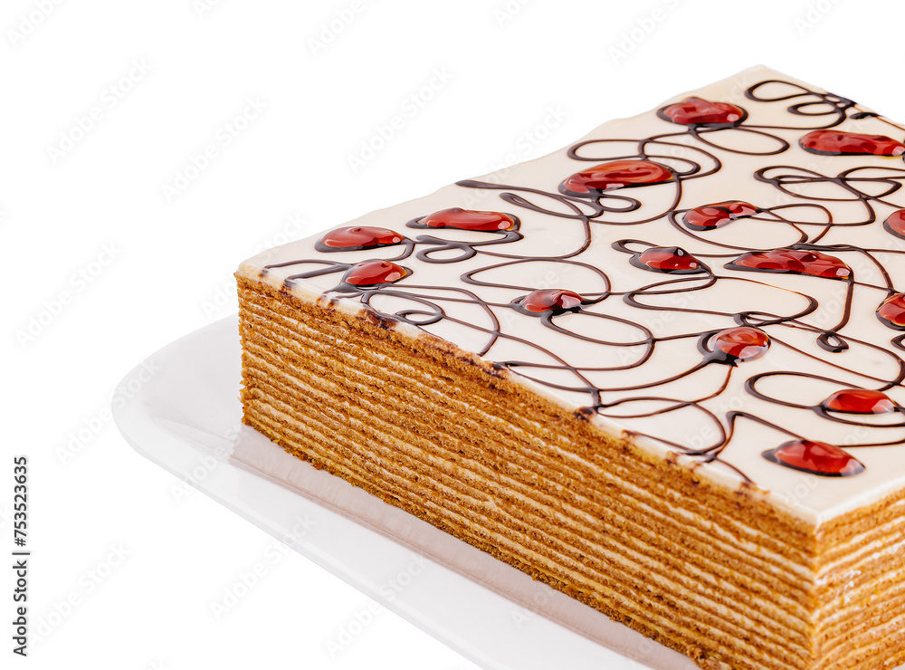 sweet classic layered cake Napoleon on plate