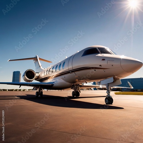 Private jet for luxury business travel parked on airport runway © Kheng Guan Toh
