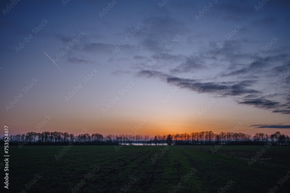 Fototapeta premium sunset in the village