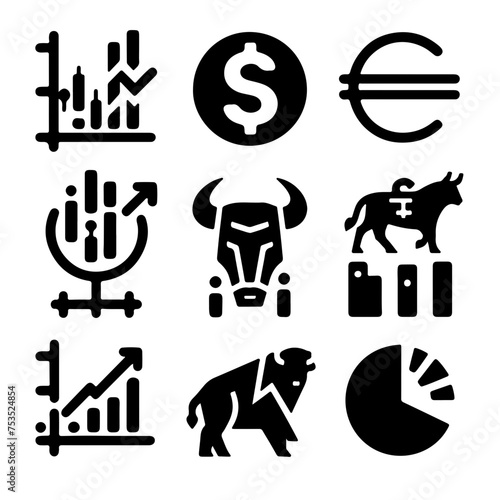set of trading icons