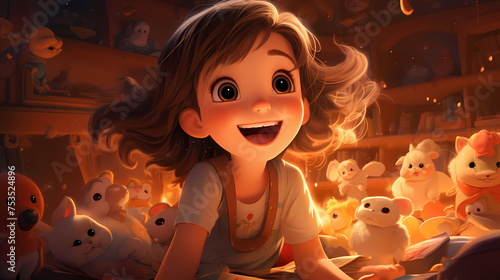 children's illustration for kid animation with cartoon background 