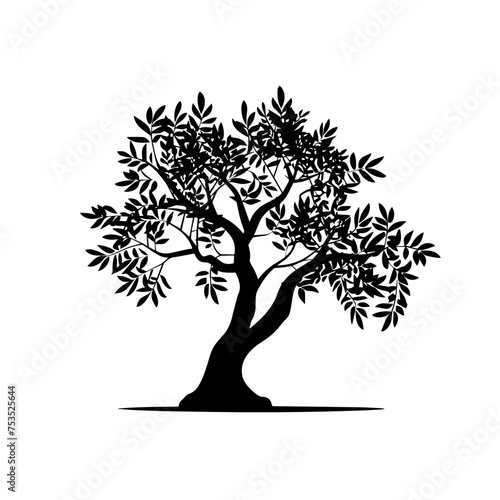 Olive tree silhouette icon isolated on white background.