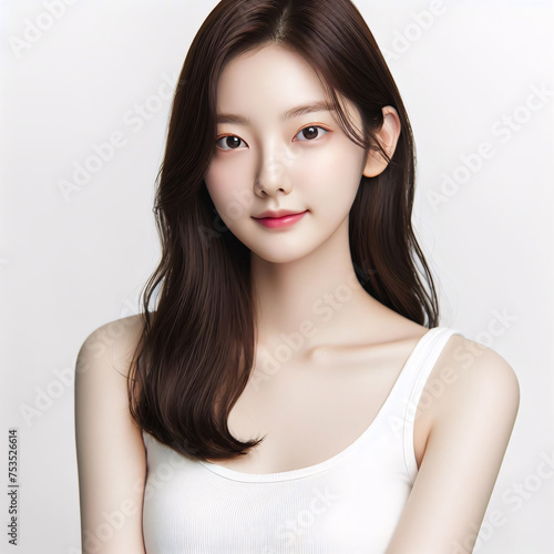Beautiful Asian woman in studio, white background, beauty concept.