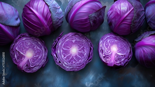 food background blue cabbage top view