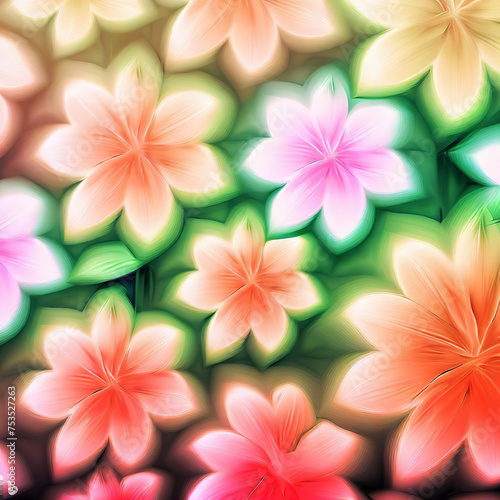 Abstract background with bright colorful flowers as wallpaper, Ai generated