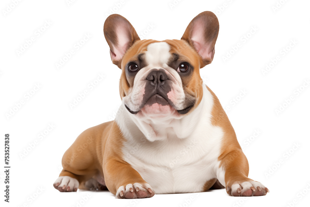 dog close-up French bulldog on a transparent background