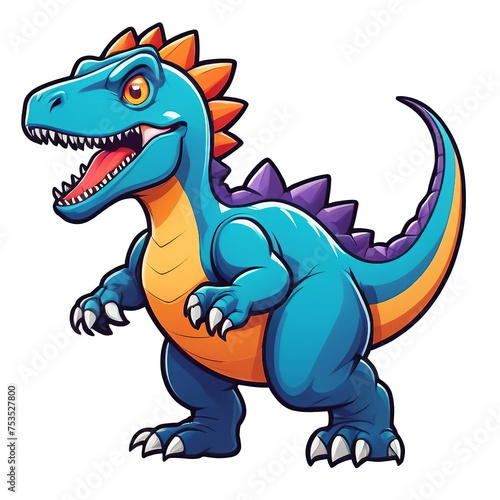 a cartoon dinosaur standing in front of a transparent background  full color illustration  blue t rex  sharp high detail illustration