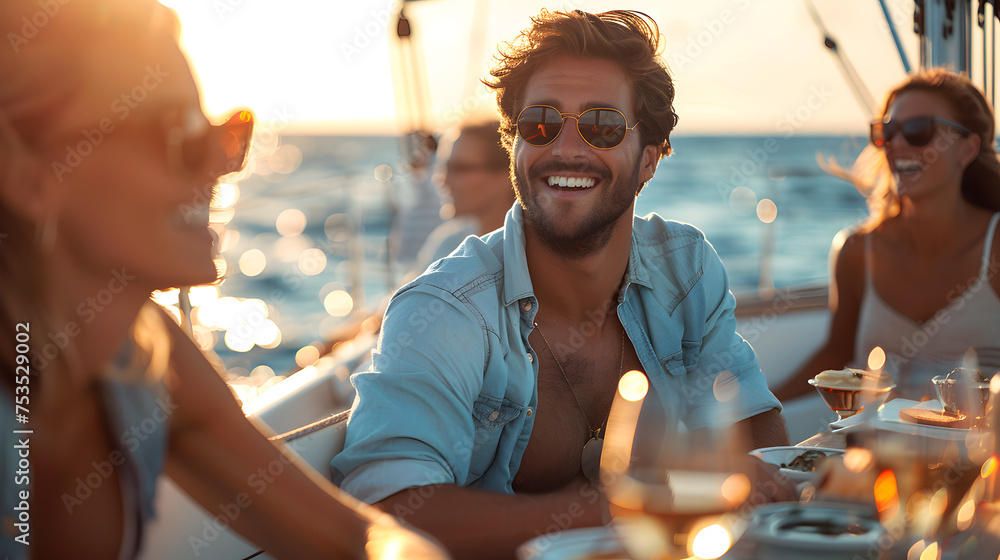 custom made wallpaper toronto digitalA group of friends on a boat, with sparkling water in the background, during a sailing adventure