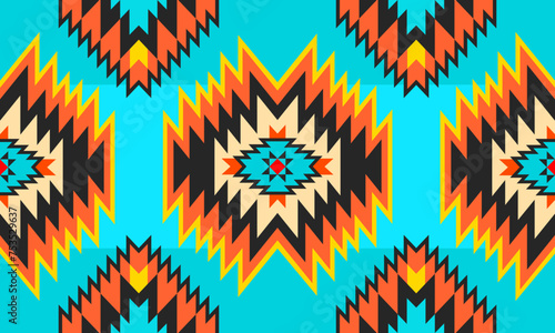 Native forms of the Navajo-American, Aztec, Apache, Southwestern, and Mexican tribes. Vector seamless pattern Designed for fabric, clothing, blankets, rugs, woven, wrapping, decoration. photo