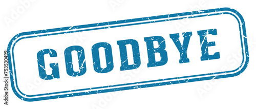goodbye stamp. goodbye rectangular stamp on white background