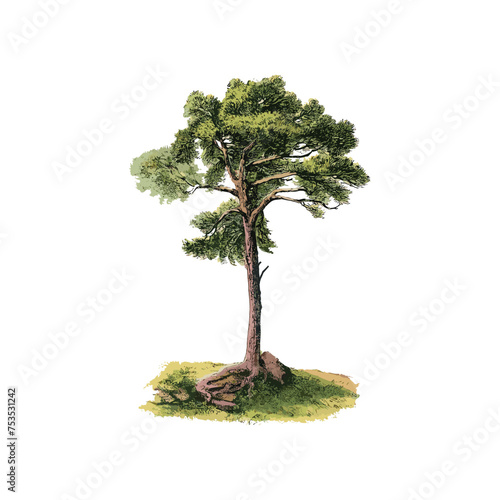 set tree tropical isolated on white background