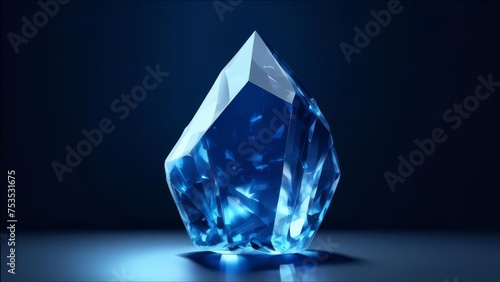 A crystal on a dark background in the middle.
