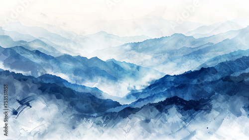 mountains landscape watercolor style