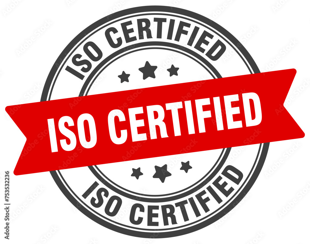 iso certified stamp. iso certified label on transparent background. round sign iso certified stamp. iso certified label on transparent background. round sign