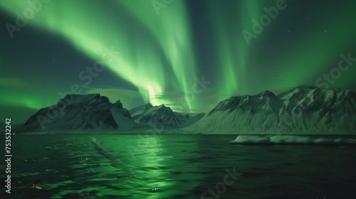Dazzling northern lights  Aurora Borealis  in the night sky