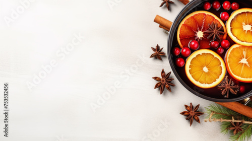 Mulled Wine Ingredients in Pot Top View