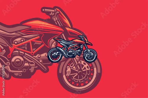 Red 250cc sport trail bike logo on a red background: Visualizes the speed and power of a 250cc sport trail bike with a charming design, reflecting passion and toughness on the track. photo
