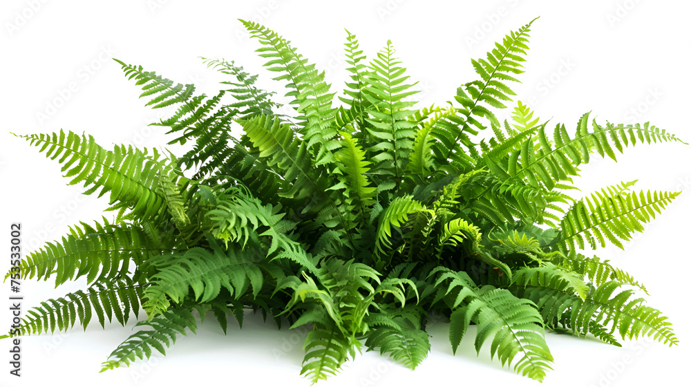 Green leaves of fern isolated on white. generative ai