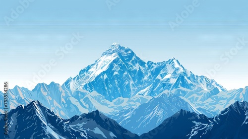 High mountain peak with snow background
