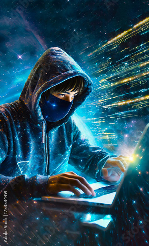 hacker working on laptop