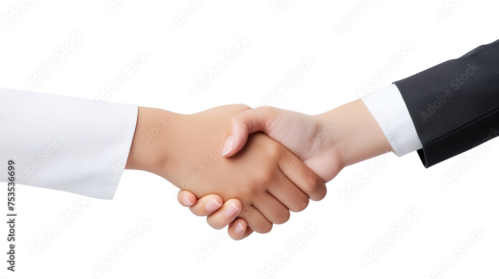 Handshake between two businessmen isolated on transparent background Remove png, Clipping Path, pen tool