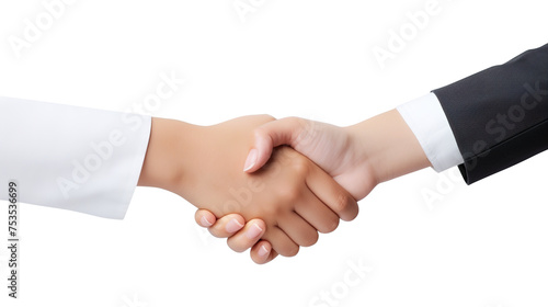 Handshake between two businessmen isolated on transparent background Remove png, Clipping Path, pen tool