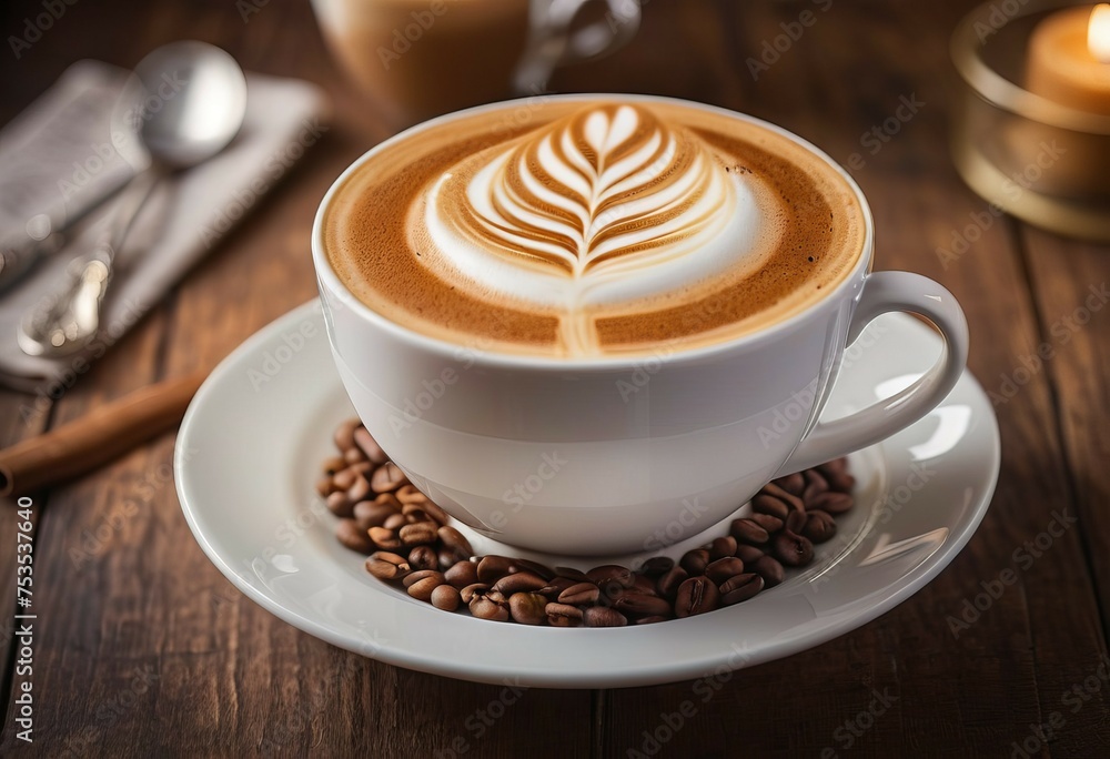Elegant Cappuccino Rests on Table Elegant Cappuccino Rests on Table