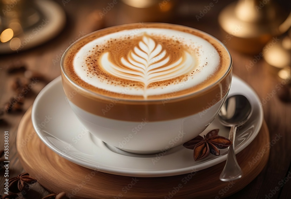 Elegant Cappuccino Rests on Table Elegant Cappuccino Rests on Table