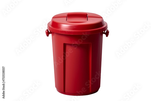 Red trash bin isolated on transparent background.