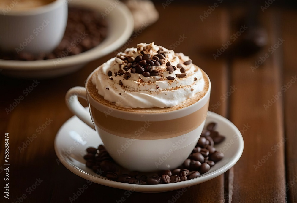 Elegant Cappuccino Rests on Table Elegant Cappuccino Rests on Table