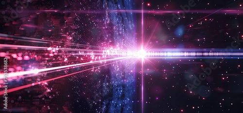 Abstract background with laser beam and lens flare