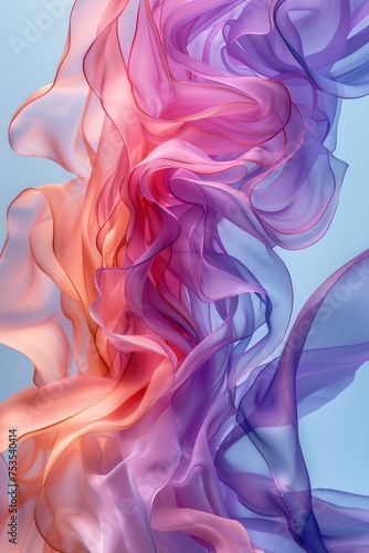 An artwork conveying the serene beauty of soft fluid motion through a gradient of pastel colors