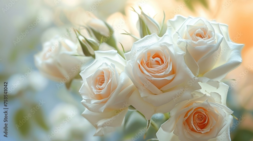 A bouquet of beautiful white roses in a vase A bouquet of beautiful white roses in a vase