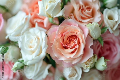 A stunning bouquet of white and pink roses