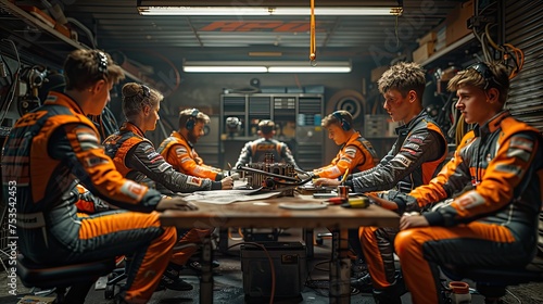 A Team Racing Car Is Having A Brainstorming, Generative AI