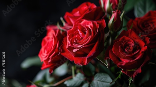 Beautiful bouquet of red roses in a vase