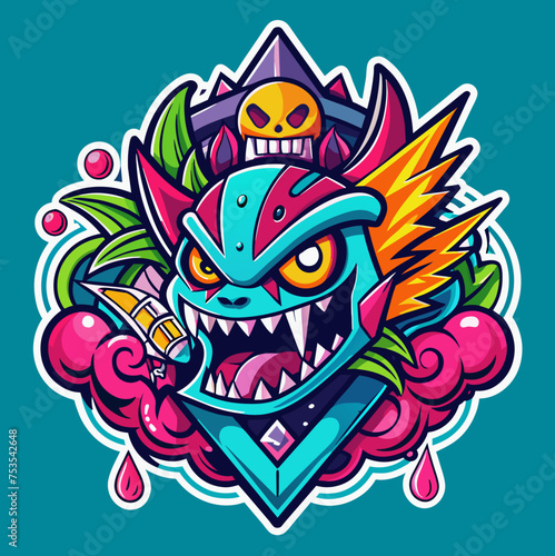 Tshirt sticker of inspired by street art and graffiti culture, incorporating edgy graphics and vibrant colors