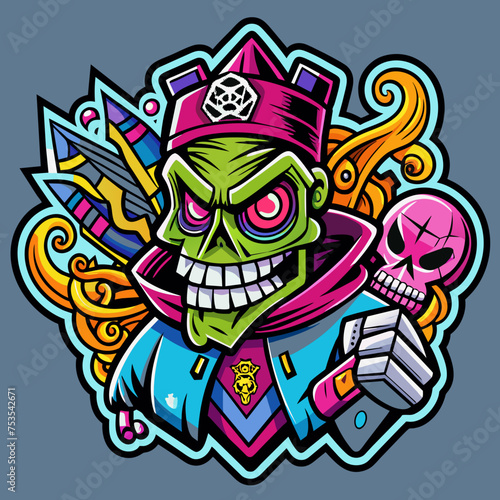 Tshirt sticker of inspired by street art and graffiti culture  incorporating edgy graphics and vibrant colors