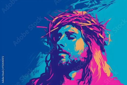 Song of God Jesus Christ with Crown Of Thorns, clean background wallpaper, Easter Christian banner photo