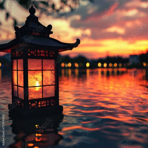 The Japanese Lantern - A beacon of light on the water at sunset