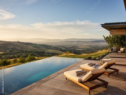 A contemporary house pool nestled on a hilltop