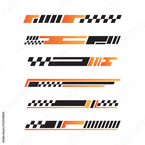 Sport racing stripes car stickers. modification body speed and drift vinyl decal for car bike and truck. Vector race car stickers isolated set decal