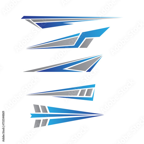 Sport racing stripes car stickers. modification body speed and drift vinyl decal for car bike and truck. Vector race car stickers isolated set blue